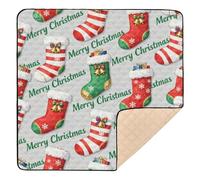 Merry Christmas Red Socks Soft Foam Baby Playmat for Floor One-Piecing Newborns Kicking Mat for Baby Kids Toddlers Infants, 50'' x 50''