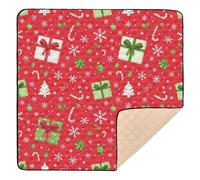 Merry Christmas Red Soft Foam Baby Playmat for Floor Washable Infant Play Mat for Baby Toddler Infant, 50'' x 50''