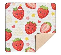 Merry Christmas Red Strawberry Large Non-Slip Baby Play Mat for Floor Washable Foldable Tummy Time Mat for Newborns Babies Infants Toddlers, 50'' x 50''
