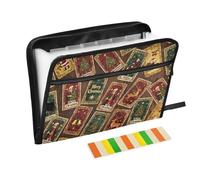 Merry Christmas Red Tarot Cards Expanding File Pocket 13 Pockets A4 Letter Size with Zipper Closure for Office Filing Wallet pouching para guardar documentos