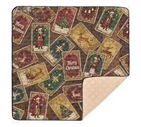 Merry Christmas Red Tarot Cards Large Stylish Baby Playmat for Floor One-Piecing Foldable Infant Play Activity Mat for Baby Kids Toddlers Infants, 50'' x 50''