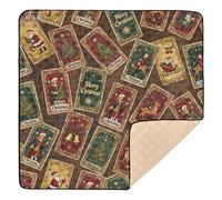 Merry Christmas Red Tarot Cards Soft Foam Baby Activity Play Mat for Indoor Outdoor Comfortable Padded Play Mat for Baby Kids Toddlers Infants, 50'' x 50''