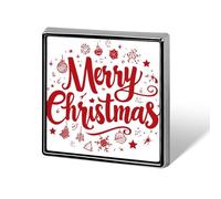 Merry Christmas Red Text with Swirls Unisex Brooches & Pins Square Lightweight Lapel Badge Jewelry for Clothing Shawl Hat