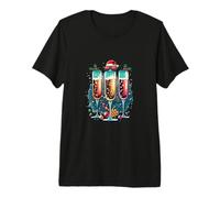 Merry Christmas Red Wine Champagne Glasses Premium T-Shirt