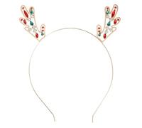 Noonhorse Merry Christmas Reindeer Headband Happy New Year Headbands for Women Gilrs Men Boys Gold Metallic, 1 Pack