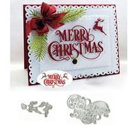 Merry Christmas Reindeer Metal Cutting Die Cuts, Merry Christmas Reindeer Stencils DIY Crafts Cards Cutting Dies Cuts for DIY Embossing Card Making Photo Decorative Paper Dies Scrapbooking