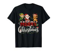 Merry Christmas Reindeer Santa Elf Men Women Family Matching T-Shirt