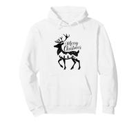 Merry Christmas Reindeer Silhouette Forest Scene Holiday Pullover Hoodie