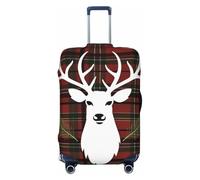 Merry Christmas Reindeer Tartan Checkered Plaid Xmas Luggage Cover for Suitcase, Washable Suitcase Protector Fits 18-32 Inch Anti-scratch Suitcase Cover Carry on Luggage Sleeve Travel Baggage Cover,