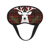 Merry Christmas Reindeer Tartan Checkered Plaid Xmas Sleep Mask for Side Sleeper, Light Blocking Night Masks for Sleeping Eye Mask for Women Men Eye Cover Soft Comfortable Eye Shade for Travel, Nap