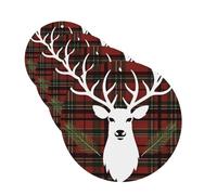 Merry Christmas Reindeer Tartan Xmas Car Air Fresheners Cards 4 Pcs Hanging Fragrance Scented Cards Long-Lasting Car Aromatherapy Tablets for Wardrobe Bathroom Car Interior Mirror Pendant Gifts