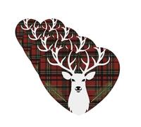 Merry Christmas Reindeer Tartan Xmas Car Air Fresheners Cards 4 Pcs Hanging Fragrance Scented Cards Long-Lasting Car Aromatherapy Tablets for Wardrobe Bathroom Car Interior Mirror Pendant Gifts