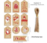 Merry Christmas Retro Kraft Paper Hangtag Santa Claus Snowman Bell Hangtag Decoration Hanging Sign Festive Atmosphere Decoration