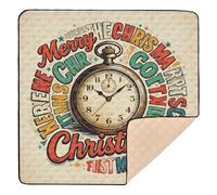Merry Christmas Retro Pocket Watch White Soft Padded Baby Play mat Activity Gym for Indoor Outdoor Cozy Breathable Foldable Tummy Time & Crawling Mat for Baby Toddler Infant, 50'' x 50''