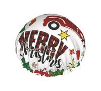 Merry Christmas, Retro Red Truck Double Layered Women'S Long Hair Waterproof Cartoon Pattern Shower Cap