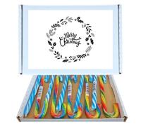 Merry Christmas Retro Sweet Hamper | Bonds Bubblegum & Rainbow Candy Canes 12 Pack Gift Box 6 of Each Flavour Individually Wrapped