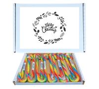 Merry Christmas Retro Sweet Hamper | Bonds Rainbow Candy Canes 12 Pack Gift Box Individually Wrapped
