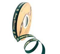 Merry Christmas Ribbon, 50 Yard 10mm Grosgrain Snowflake Satin Ribbon Roll for Crafts, Gift Wrapping, Hair Bow Making, Xmas Tree, Cake, Wedding Party Decoration (Green)