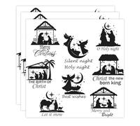 Merry Christmas Rub On Transfers Stickers The Birth of Christ Stickers Jesus Christian Labels for Glass Jars Window Mirror Paper Wood Furniture DIY Crafts