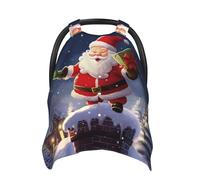 Merry Christmas Santa Baby Car Seat Canopy Cover, Multi Use Breathable Nursing Breastfeeding Covers for Mom Soft Stroller Sun Shade Newborn Shower Gift