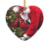Merry Christmas Santa Claus A 2.9-inch ceramic Christmas ornament with a printed heart is perfect for windowsills fireplaces and living rooms