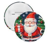 Merry Christmas Santa Claus Badge Metal Round Pins, Lightweight Brooch for Backpack, Fashion Button Pins Badge for Shirts, Jackets, Shawl Coat, Unisex, 20PCS, Tinplate, metal round pins