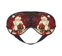 Merry Christmas Santa Claus Double Sided Sleep Mask, Adjustable Blackout, Silk-Like Eye Mask for Sleeping,Travel, Soft, Breathable, Lightweight Comfortable Blindfold
