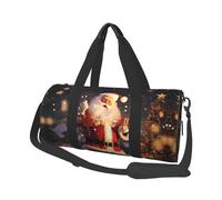 Merry Christmas Santa Claus Duffle Bag With Shoes Compartment And Adjustable Strap,Foldable Travel Duffel Bags For Men Women,Waterproof Duffel Bags, Black, One Size