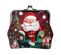 Merry Christmas Santa Claus Gift small wallets woman,wallets for women,coin purse for women,small womens wallet,with zipper and kiss lock, Black, One Size, Art Deco