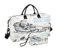 Merry Christmas Santa Claus Grey Decorative Weekender Bag Travel Tote Gym Bag with Adjustable Strap for Trip Large Capacity Bolsa para viajar en Avion de Mujer