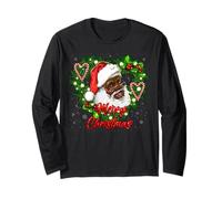 Merry Christmas Santa Claus Matching Black African American Long Sleeve T-Shirt