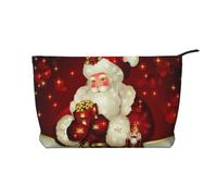 Merry Christmas Santa Claus Printed Make up Bag for Women Corduroy Makeup Bags Zipper Travel Cosmetic Bags Pouch Organizer