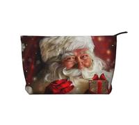 Merry Christmas Santa Claus Printed Makeup Bag Corduroy Travel Cosmetic Bags Cosmetic Case Toiletry Bag Organizer for Women Mom Girls