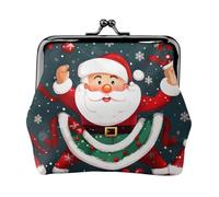 Merry Christmas Santa Claus small wallets woman,wallets for women,coin purse for women,small womens wallet,with zipper and kiss lock, Black, One Size, Art Deco