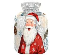 Merry Christmas Santa Claus Snow Cute hot Water Bottle with Soft Cover, 2L hot compresses for The Body for Menstrual Cramps,Menstrual Cramps,Bolsa para agua Caliente