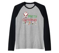 Merry Christmas Santa Claus Snowflakes Gifts Candy Canes Raglan Baseball Tee