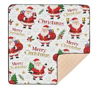 Merry Christmas Santa Claus Soft Thick Baby Play Mat for Indoor Outdoor Portable Foldable Tummy Time Activity Mat for Baby Toddler Infant, 50'' x 50''