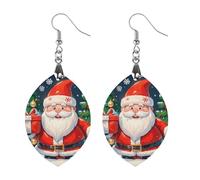 Merry Christmas Santa Claus Wooden Earrings for Women, Vintage Elegant Wood Jewelry, Lightweight Earrings for Wedding, Party, Everyday Jewelry Gift, Apricot shaped, Wood, wood