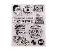 Merry Christmas Santa Claus Workshop Clear Stamps for Cards Making Decoration and Scrapbooking Rubber Stamps for Craft