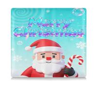 Merry Christmas Santa Claus Y2k Blue Premium Leather Registration and Insurance Card Holder Glove Box Compartment Organizer for ID, Driver's License, Key Contact Information Cards