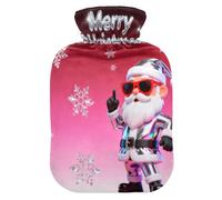 Merry Christmas Santa Claus Y2k hot-Water Bottle with Soft Cover, 1L Warmer Bag for Tummy Warmer,Tummy Warmer,Bolsa Caliente para Dolores Menstrual