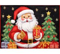 Merry Christmas Santa Clause DIY Latch Hook Rug Kits with Printed Canvas Floor Mat Crochet Yarn Embroidery Hook and Latch Carpet Tapestry for Home Decoration 60x40cm(1)