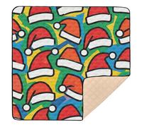 Merry Christmas Santa Hat Large Sturdy Baby Play mat Activity Gym for Floor One-Piecing Foldable Tummy Time Mat for Newborns Babies Infants Toddlers, 50'' x 50''