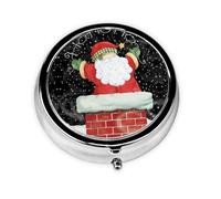Merry Christmas Santa Print Personalised Portable Pillbox with,Mini Pillbox Compact and Convenient Pill Organiser for Storing and Organising Pills