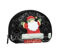 Merry Christmas Santa Print Portable Mini Storage Bag Shell Shaped Wallet Small Coin Wallet Shell Storage Bag