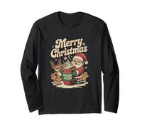 Merry Christmas Santa Reindeer Gingerbread Hot Cocoa Drink Long Sleeve T-Shirt
