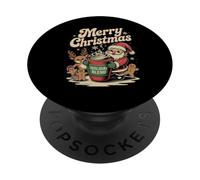 Merry Christmas Santa Reindeer Gingerbread Hot Cocoa Drink PopSockets Adhesive PopGrip