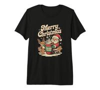 Merry Christmas Santa Reindeer Gingerbread Hot Cocoa Drink Premium T-Shirt