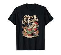 Merry Christmas Santa Reindeer Gingerbread Hot Cocoa Drink T-Shirt