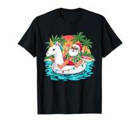Merry Christmas Santa Relaxing On Float Unicorn Hawaiian T-Shirt